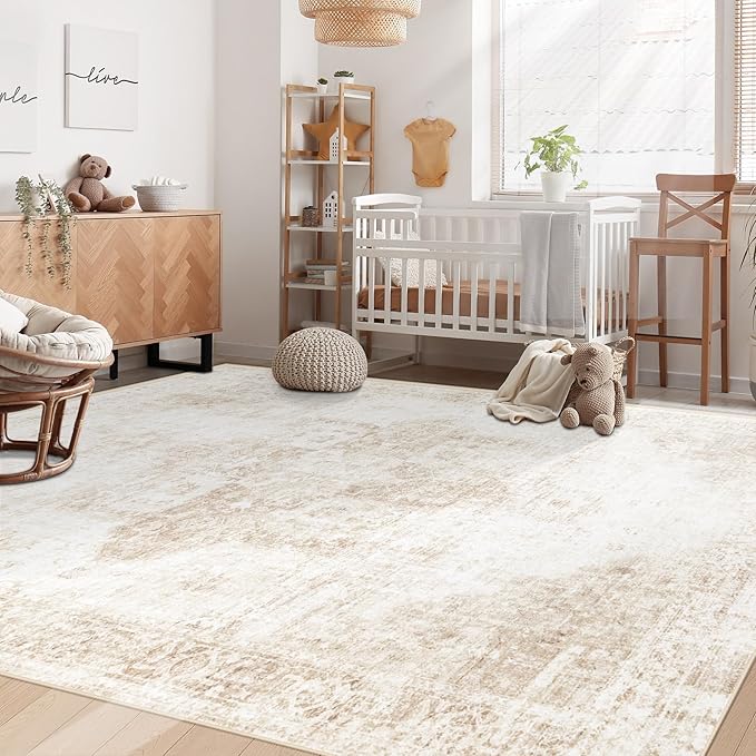 Area Rug 5x7 Washable Rug, Vintage Boho Medallion Rugs Non-Slip Soft Low Pile - Image 3