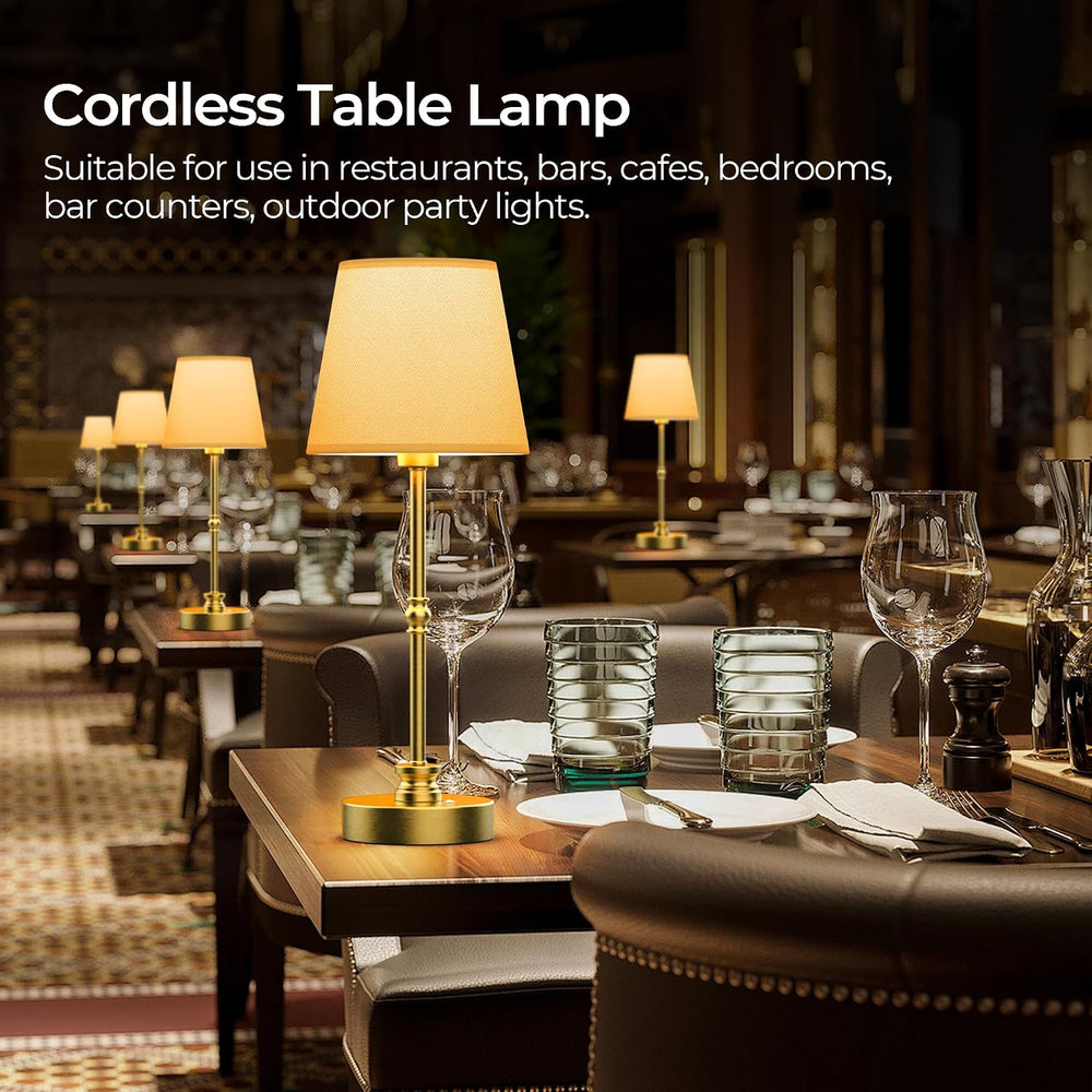 Cordless Rechargeable Table Lamp, Gold, 2 Set