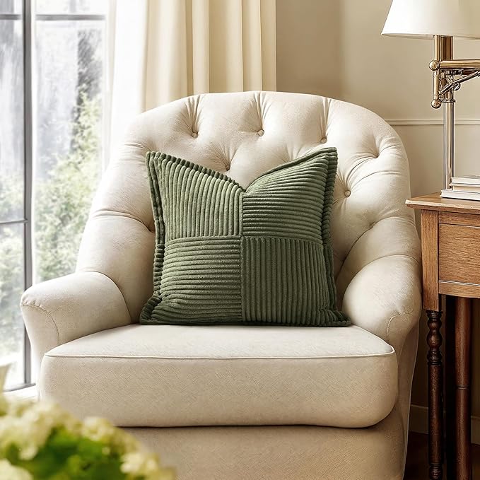 MIULEE Olive Green Corduroy Pillow Covers 16x16 Inch - Image 4