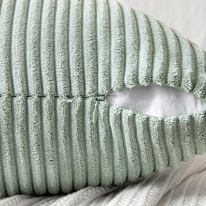 MIULEE Greyish Green Decorative Euro Sham Pillow Covers 24x24 Inch - Image 3