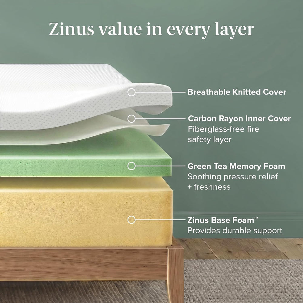 Zinus 10 Inch Queen Green Tea Essential Memory Foam Mattress, Medium Feel