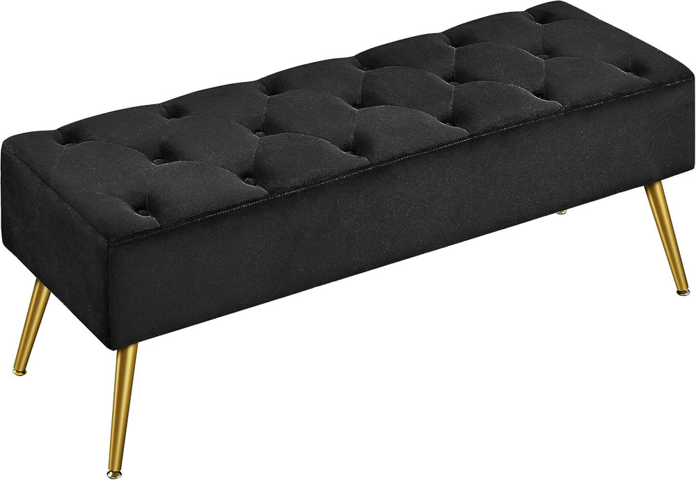 Topeakmart 45in Boucle Ottoman Bench End of Bed for Bedroom, Black