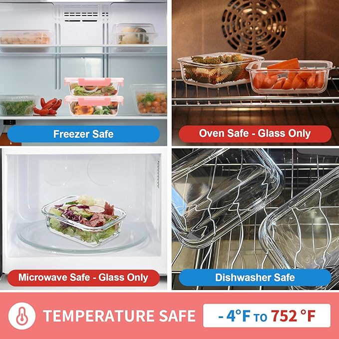GULFLIN Glass Meal Prep Containers 12-Pack, 22oz Glass Food Storage Containers - Image 4