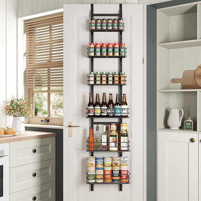 6-Tier Over the Door Pantry Organizer, Cabinet Door Organizer, Kitchen Pantry by Purdaz