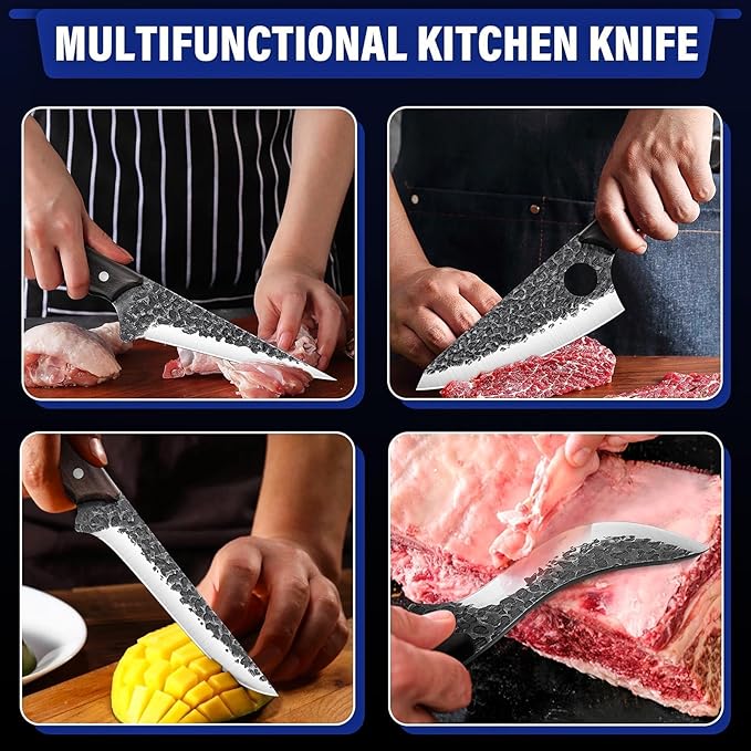 TAN REN Butcher Knife Set for Meat Cutting, Hand Forged Viking Kitchen Knives - Image 5