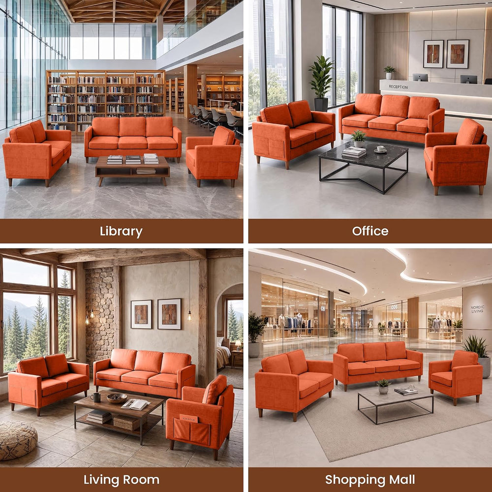 80" Chenille Sofa Mid Century Modern 3 Seater Couch for Living Room Office