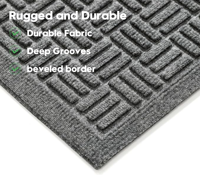 Mibao Front Door Mat Indoor Outdoor Entrance, Dirt Trapping Waterproof - Image 5
