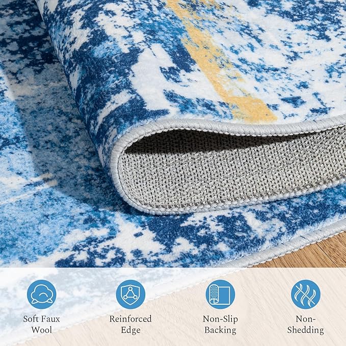 Rugflix 5x7 Area Rugs for Living Room, Washable Large Rug Stain-Resistant Low - Image 7