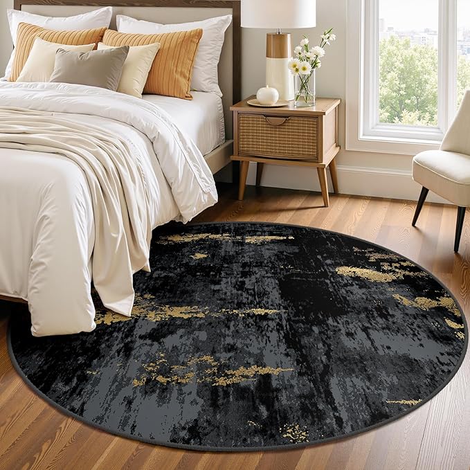 Washable Area Rugs 4ft Non-Slip Modern Abstract Soft