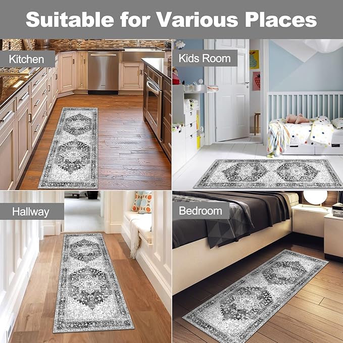 Yamaziot Washable Runner Rug, 2x5 Non-Slip Boho Vintage Hallway Rug Runner - Image 6