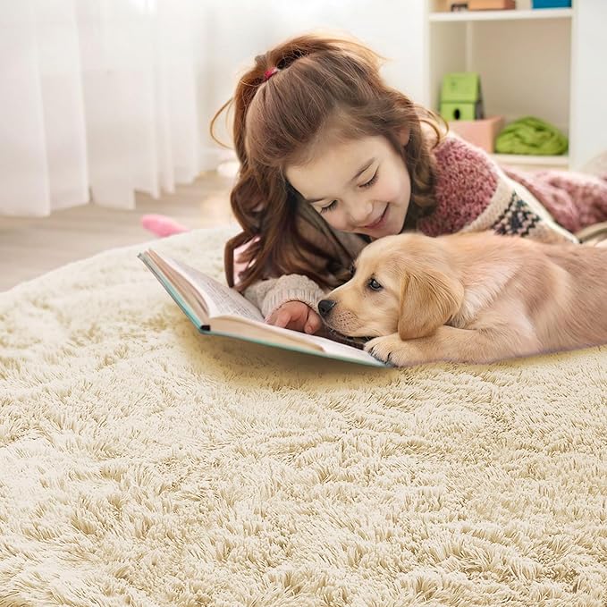OLANLY Cream Round Rugs for Bedroom - Image 5