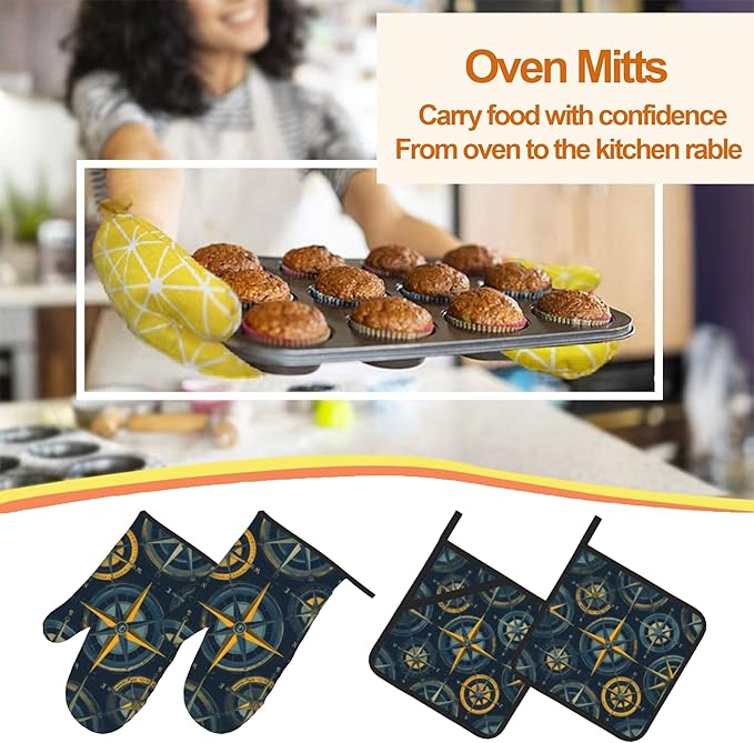 Campass Sailor Oven Mitts & Potholder Set of 4 - Image 7