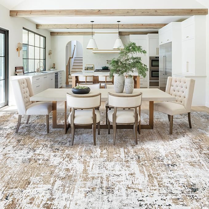 9x12 Area Rug for Living Room, Washable Modern Abstract Large Area Rug Neutral - Image 4