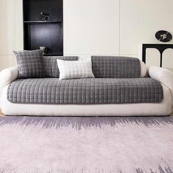 Velvet Couch Cover, Washable Sectional Sofa Cover, Anti Slip Sofa Slipcover - Image 7