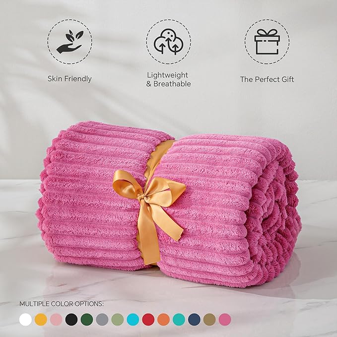 BEDELITE Fleece Blanket Twin Size – 3D Ribbed Jacquard Soft and Warm Decorative - Image 3