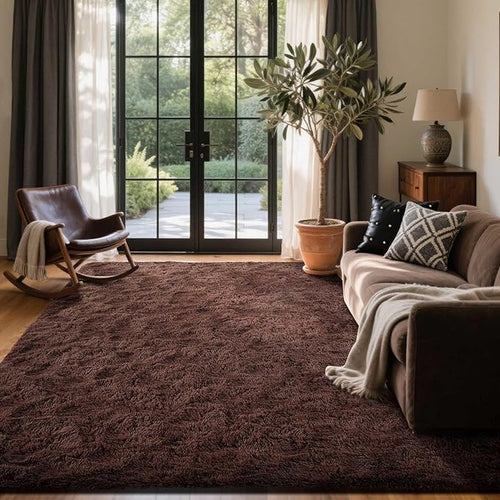 6x9 Ft Large Shag Rugs for Living Room Decor, Ultra Soft Brown Fluffy Furry - Image 2