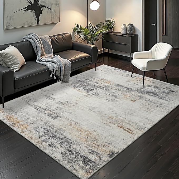 Toneed Abstract Area Rug 5x8 Modern Washable Rug Soft Non Slip Rug Low Pile by Toneed