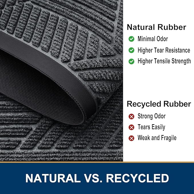 Smiry Front Door Mat Outside Entrance, Heavy Duty Sturdy Natural Rubber Doormat - Image 5