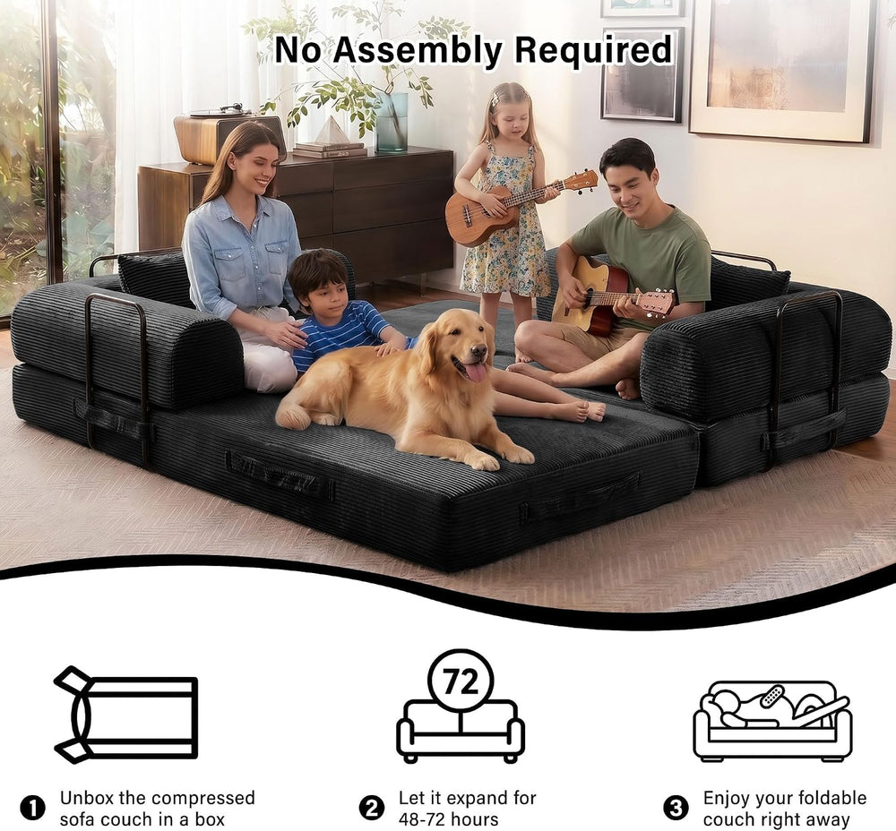 79" Convertible Sofa Bed, Boneless Sleeper Futon Couch for Living Room