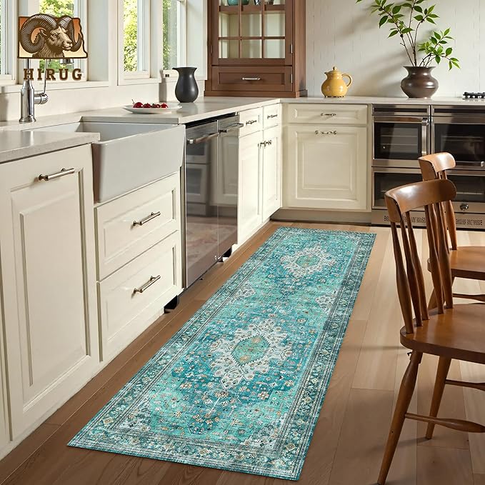 Washable Area Rug 2'6'' x 8' Vintage Traditional Persian Mat - Image 4