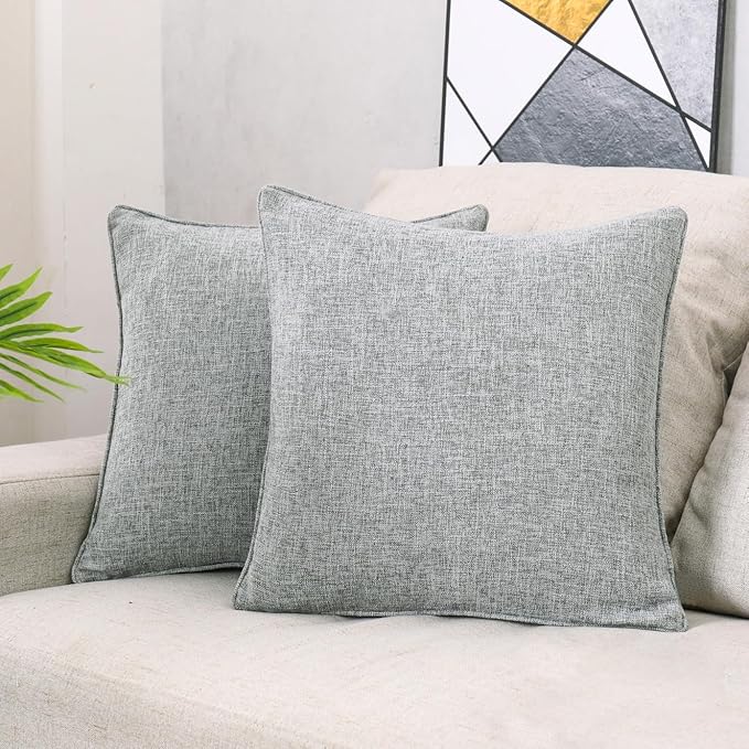 HPUK Linen Throw Pillow Covers Pack of 2, 18x18 Inch Accent Cushion Covers by HPUK