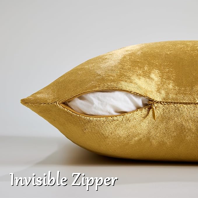 GIGIZAZA Gold Velvet Pillow Covers 16x16 - Image 4