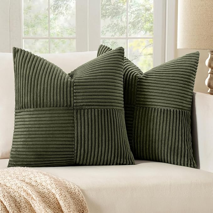 MIULEE Olive Green Decorative Throw Pillow Covers 20x20 Inch by MIULEE