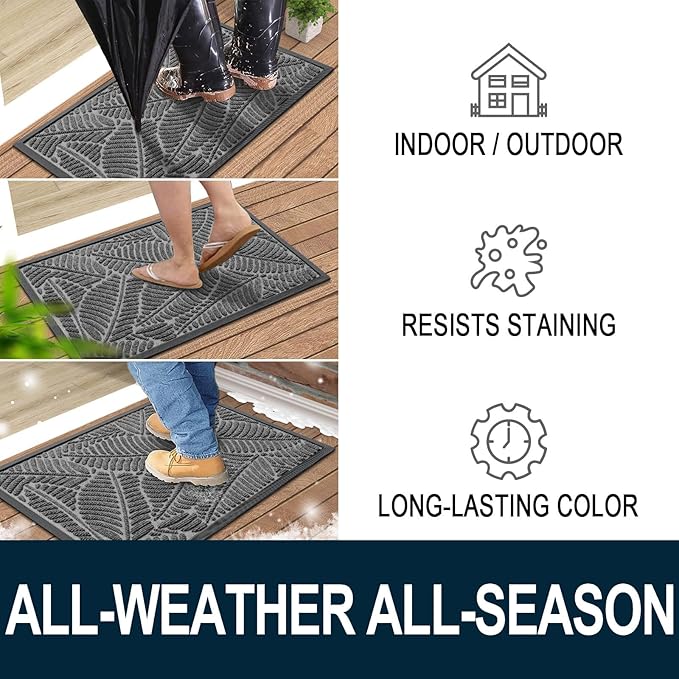 Colorxy Waterproof Doormat, Sturdy Natural Rubber Front Door Mats, Non Slip Low - Image 4