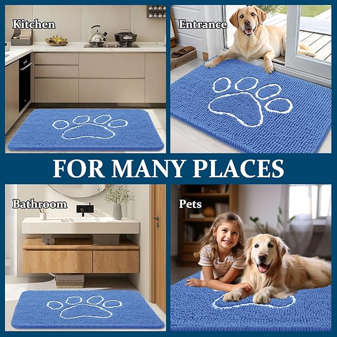 OLANLY Dog Door Mat for Muddy Paws 30x20, Paw Print Design, Absorbs Moisture - Image 8