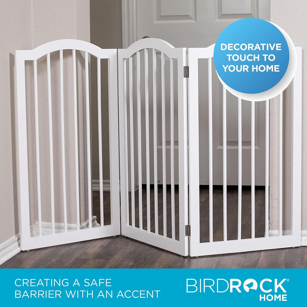 INTERNET'S BEST Arched Top Dog Gate | 3 Panel, 36" H Wooden Pet Barr...