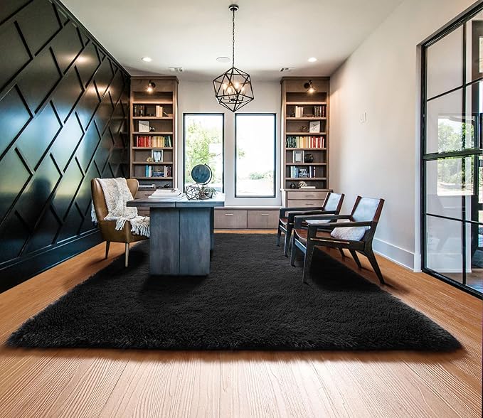 ONASAR Black 8x10 Area Rugs for Living Room, Large Fluffy Shag Bedroom Rug - Image 8