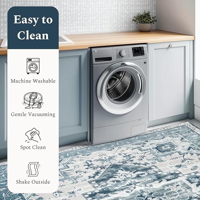 Rugflix 9x12 Area Rug for Living Room, Machine Washable Area Rugs - Image 5