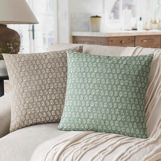 Foindtower Set of 2 Decorative Vintage Floral Print Throw Pillow Covers Neutral - Image 4