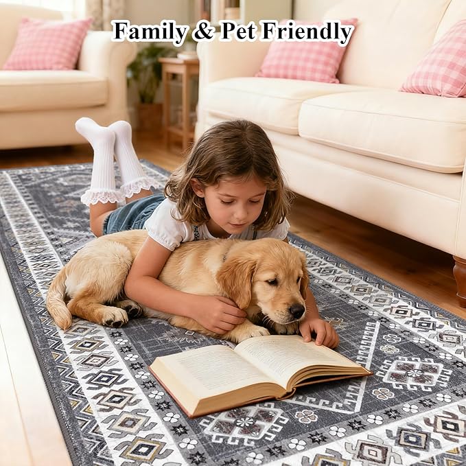 HEBE Washable Kitchen Rugs Runner 2'x 10', Non Slip Hallway Runner Rug - Image 4