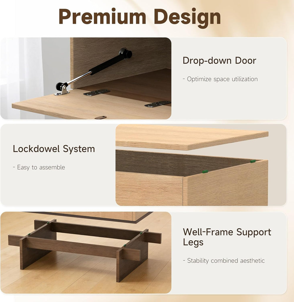 Sebastack 3 Drawer Dresser,29.5"W Stackable Storage Cabinet in Nature Oak