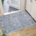 SERISSA Vintage Floral Rugs for Entryway, 2x3 Blue Grey Entryway Rug Non-Slip by SERISSAHomeDecorCollection