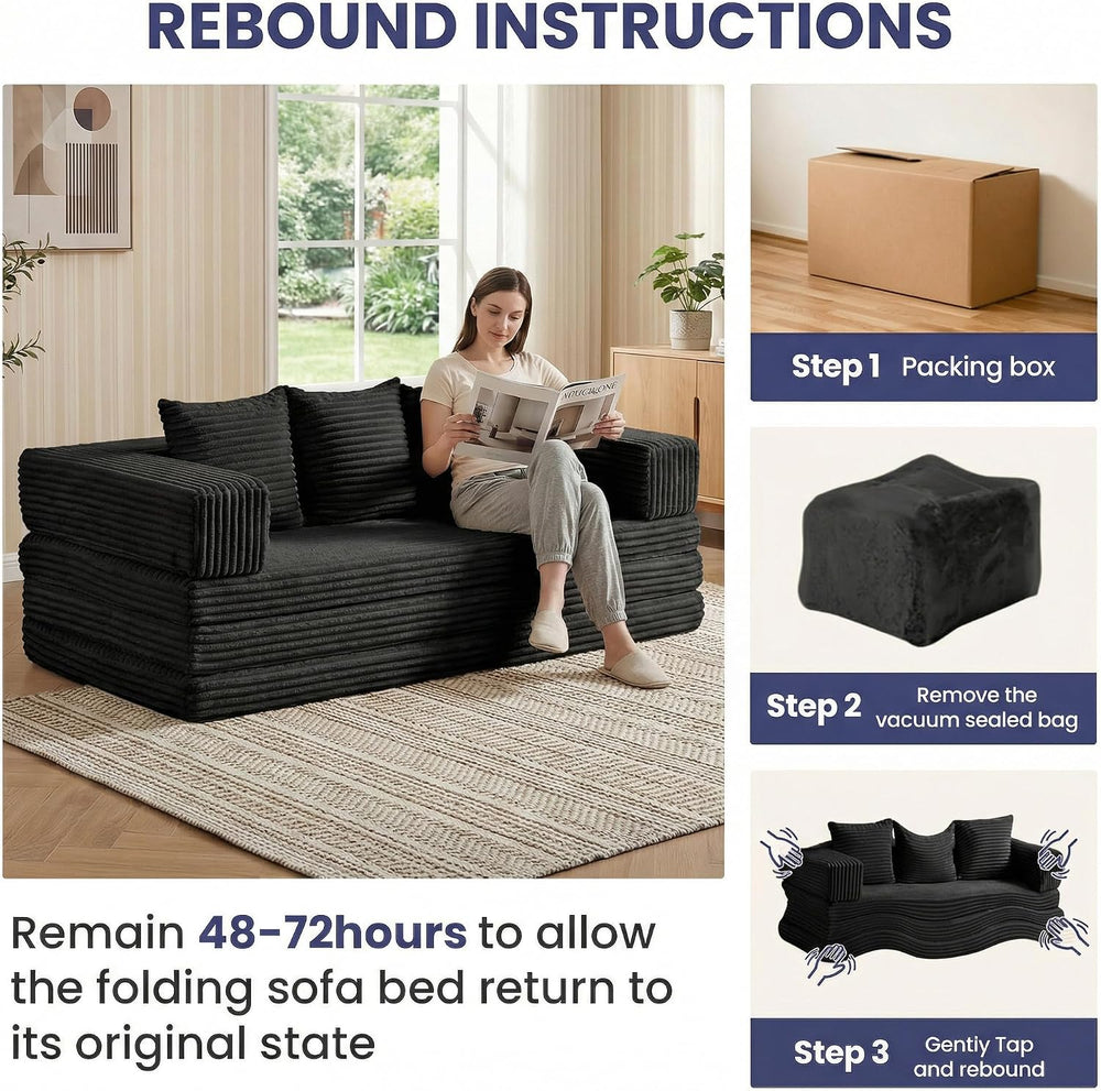 Convertible Sofa Bed Couch, 78’’ Oversized 4-in-1 Boneless Couches with Remov...