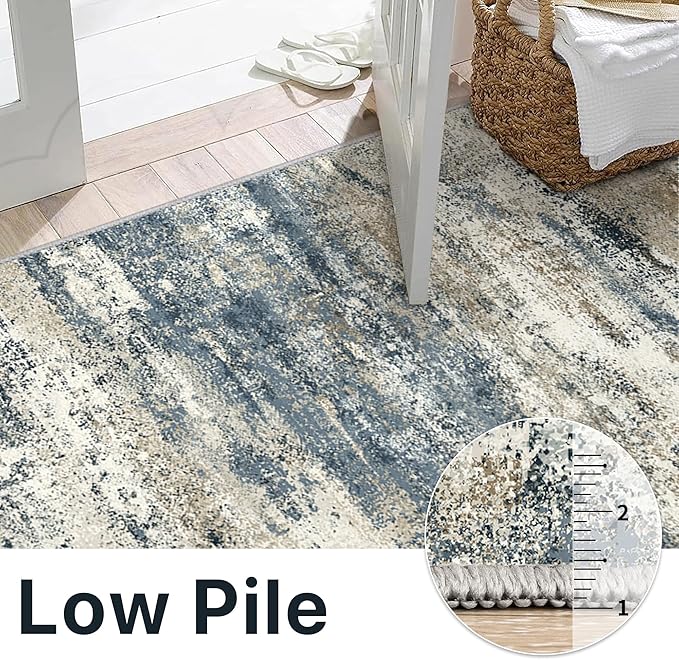Runner Rug for Hallway Kitchen, Soft Modern Abstract Throw Rugs, Low Pile Floor - Image 7