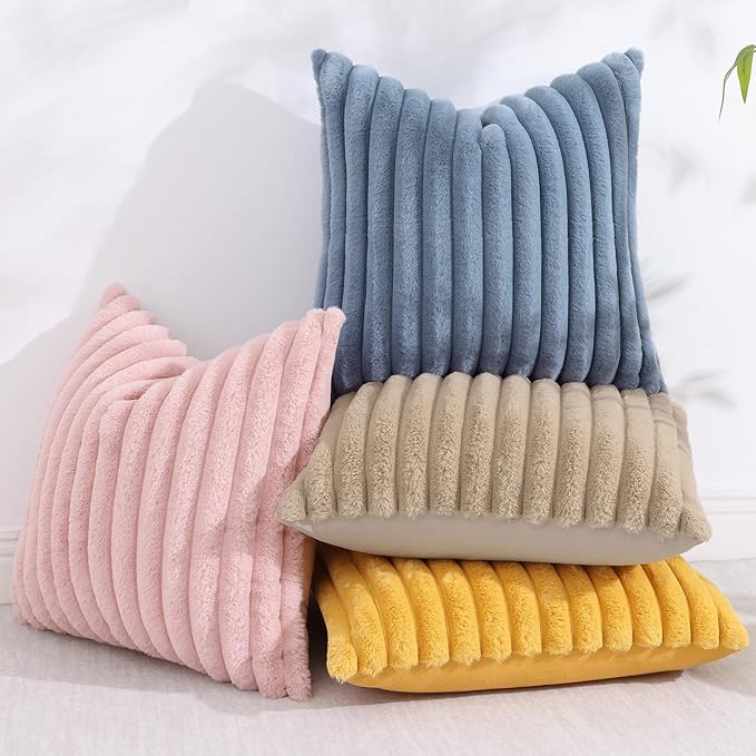 decorUhome Cozy Faux Fur Throw Pillow Covers 22x22 Set of 2 Decorative Soft - Image 5