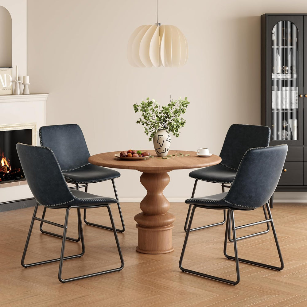 Soohow Mid-Century Modern Dining Chairs Set of 4, Faux Leather Upholstered Ki...