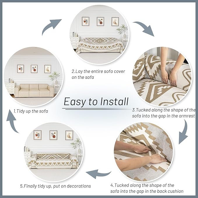 MYSKY HOME Couch Cover for Sectional Sofa Set for Dog Cat Pets Couch Cover 3 - Image 6