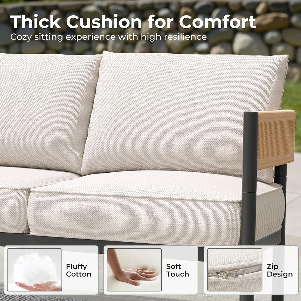 Gand Patio Outdoor Patio Furniture, 3-Seat Sofa, Natural