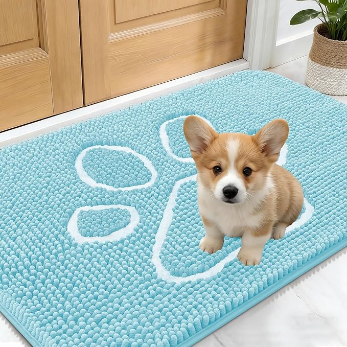OLANLY Dog Door Mat for Muddy Paws 24x16, Paw Print Design, Absorbs Moisture by OLANLY