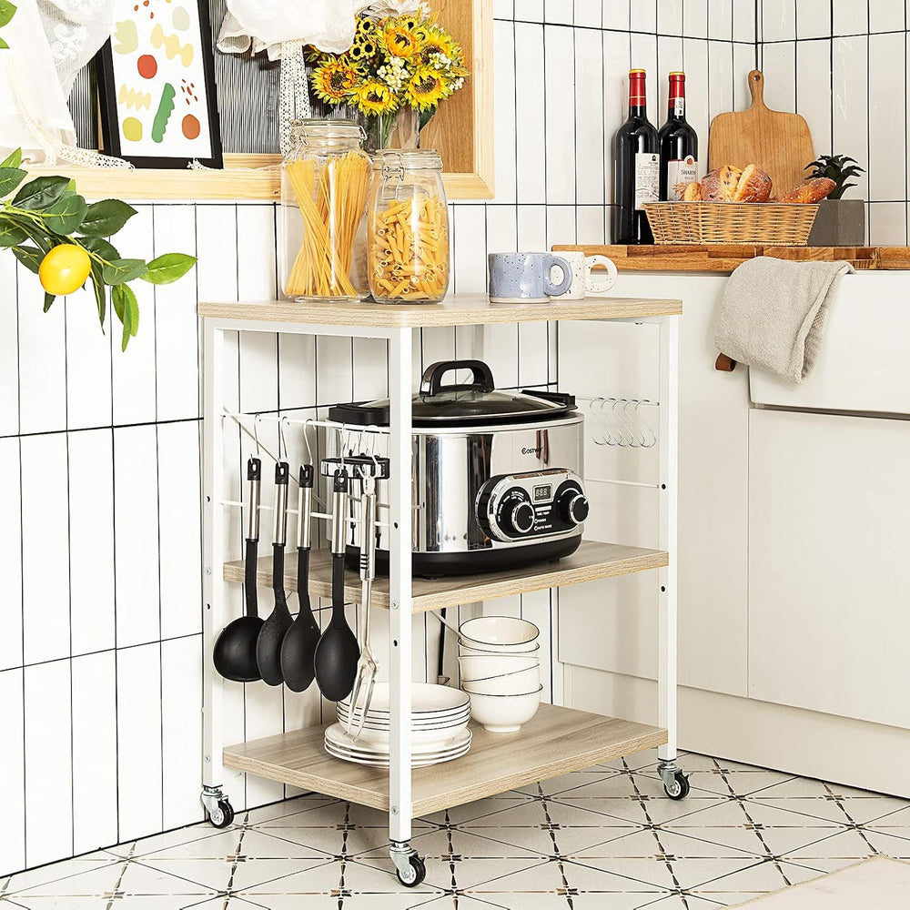 Giantex Kitchen Bakers Rack 3-Tier Microwave Cart on Wheels, Industrial Utili...