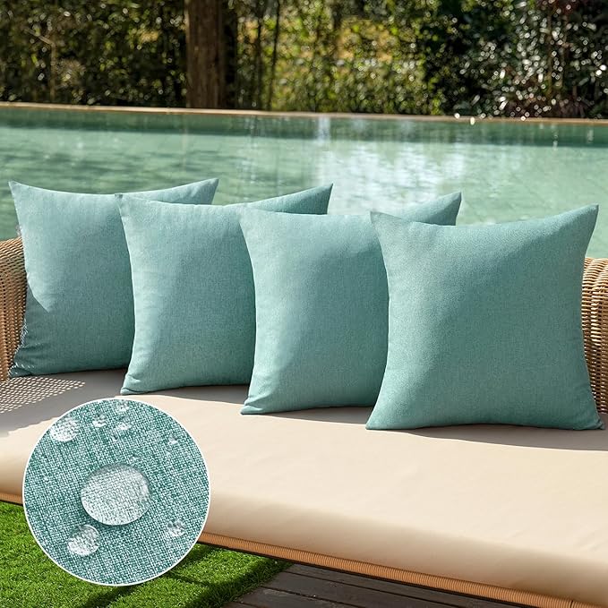 MIULEE Pack of 4 Decorative Outdoor Throw Pillow Covers Linen Waterproof Pillow by MIULEE