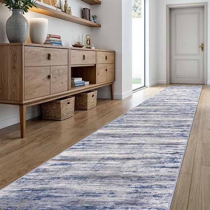 KOZYFLY Modern Abstract Washable Long Rug Runner 2.6x20 Hallway Rug Runner - Image 7