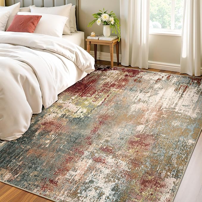 Washable Area Rugs 4'x5' Non-Slip Modern Abstract Soft - Image 2