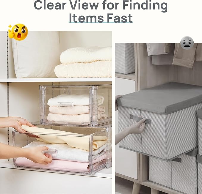 Vtopmart 2 Pack 18QT Clear Stackable Storage Drawers, Easily Assemble Closet - Image 8