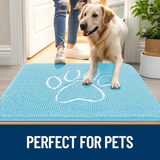 OLANLY Dog Door Mat for Muddy Paws 24x16, Paw Print Design, Absorbs Moisture - Image 6