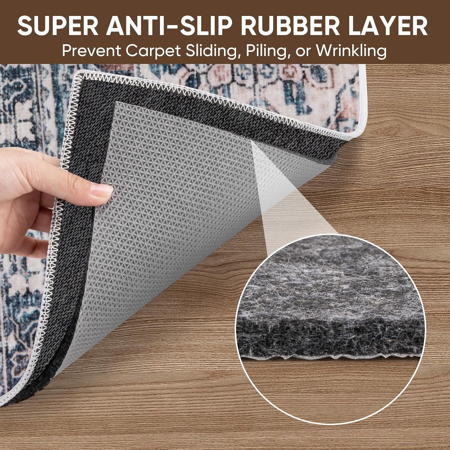 BALEINE Felt Non Slip Rug Pads, Extra Large 1/4" Thick Felt and Rubber Backing, Shock Absorbing Carpet Pad for All Carpets and Hardwood Floors (4x6 Ft)